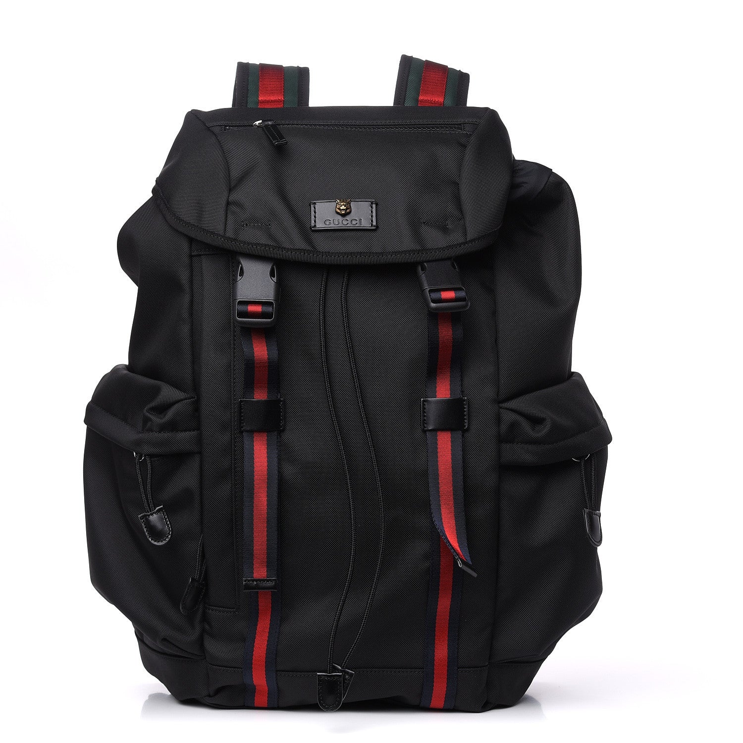 Gucci Techno Canvas Web Double Buckle Backpack Black 1 of 8