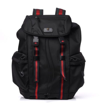 Gucci Techno Canvas Web Double Buckle Backpack Black 1 of 8