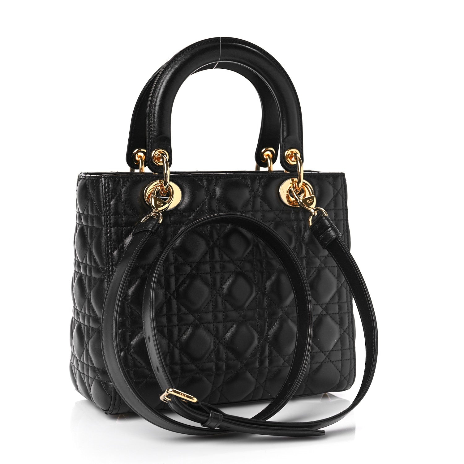 Christian Dior Lambskin Cannage Medium Lady Dior Black 2 of 8