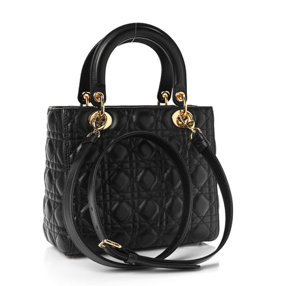 Christian Dior Lambskin Cannage Medium Lady Dior Black 2 of 8