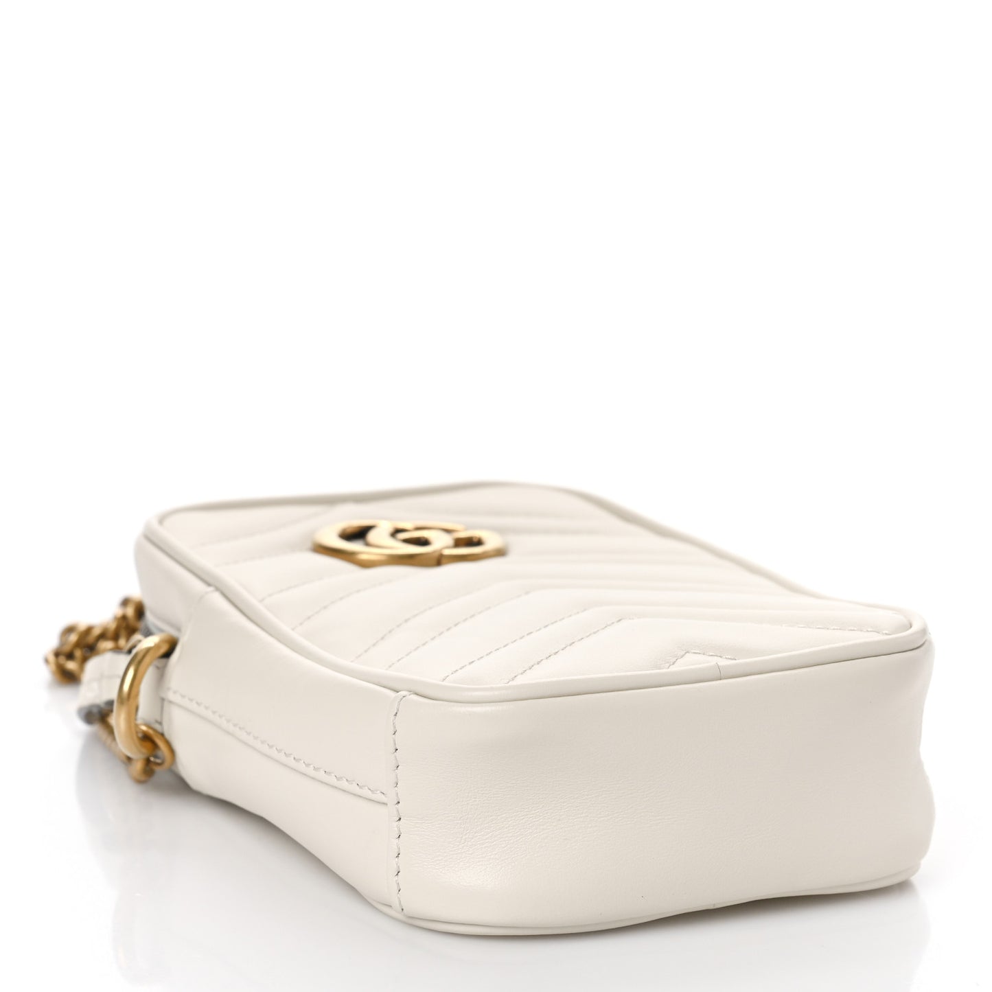 Calfskin Matelasse Mini GG Marmont Crossbody Bag White