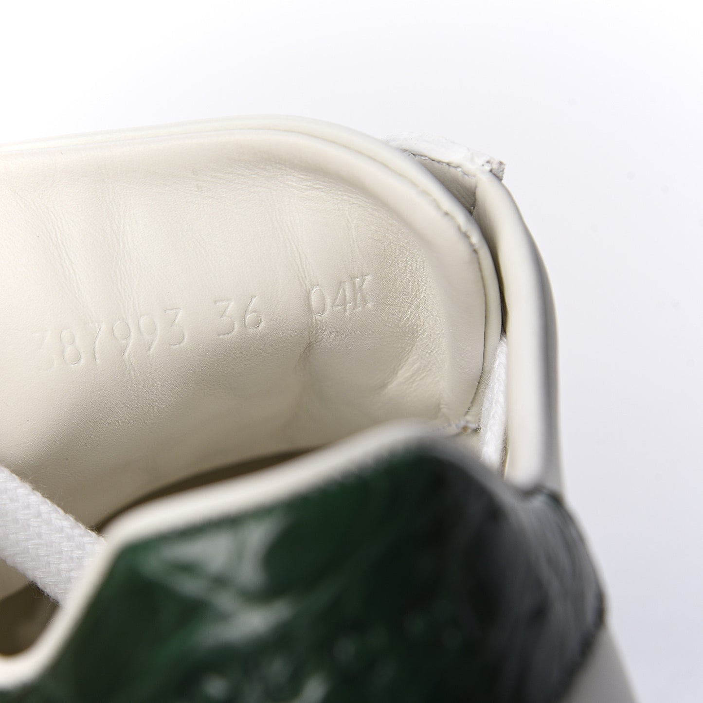 Calfskin Crocodile Web Womens Ace Sneakers 36 White Green