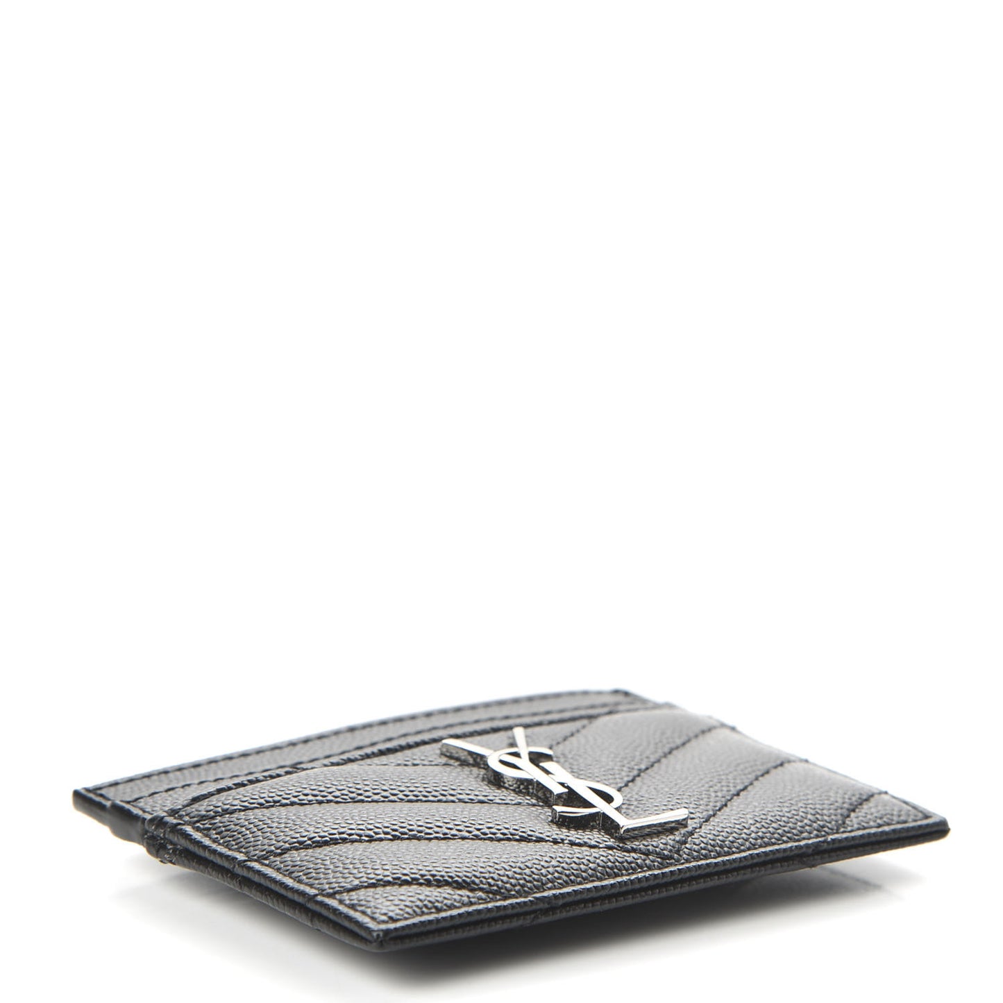 Grain De Poudre Matelasse Chevron Monogram Credit Card Case Black