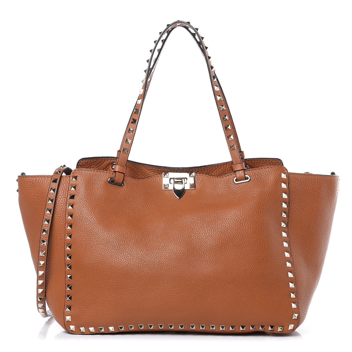 Valentino Garavani Pebbled Calfskin Medium Rockstud Tote Light Cuir 1 of 10