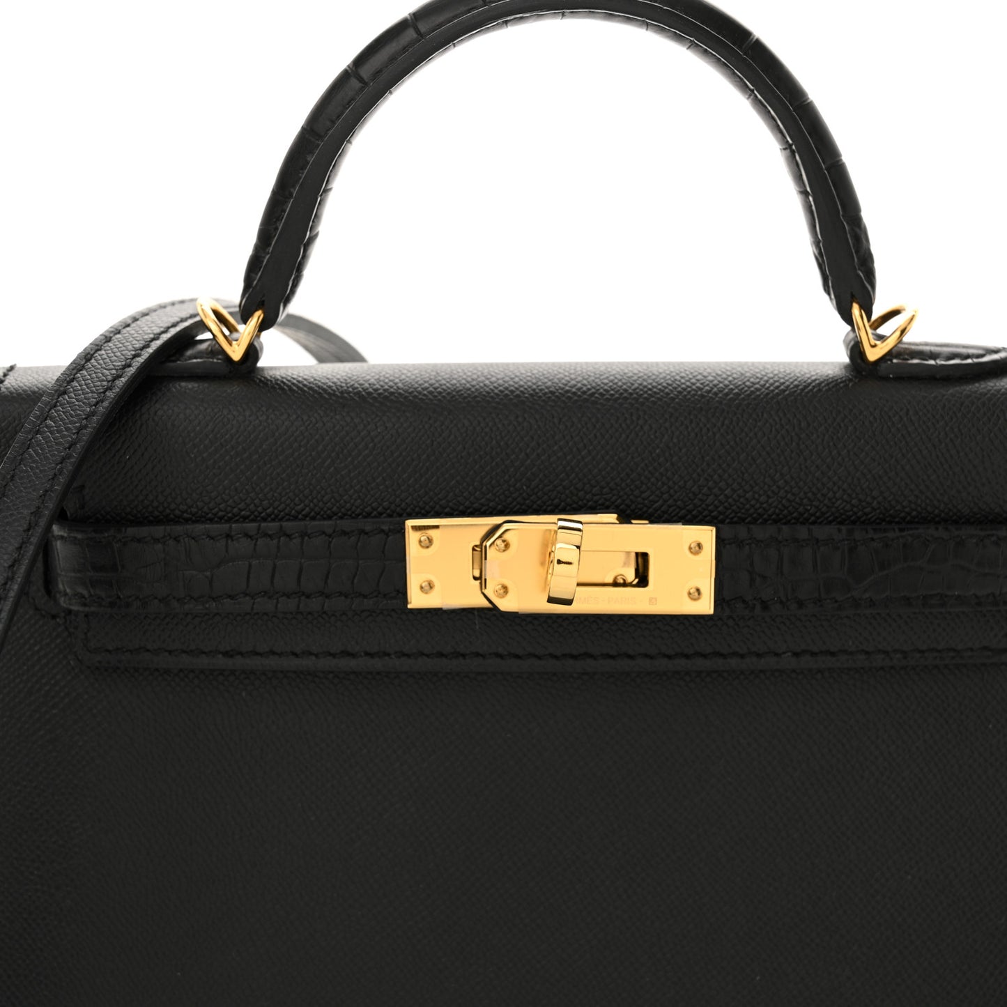 Madame Calfskin Matte Alligator Mini Kelly Sellier Touch 20 Black