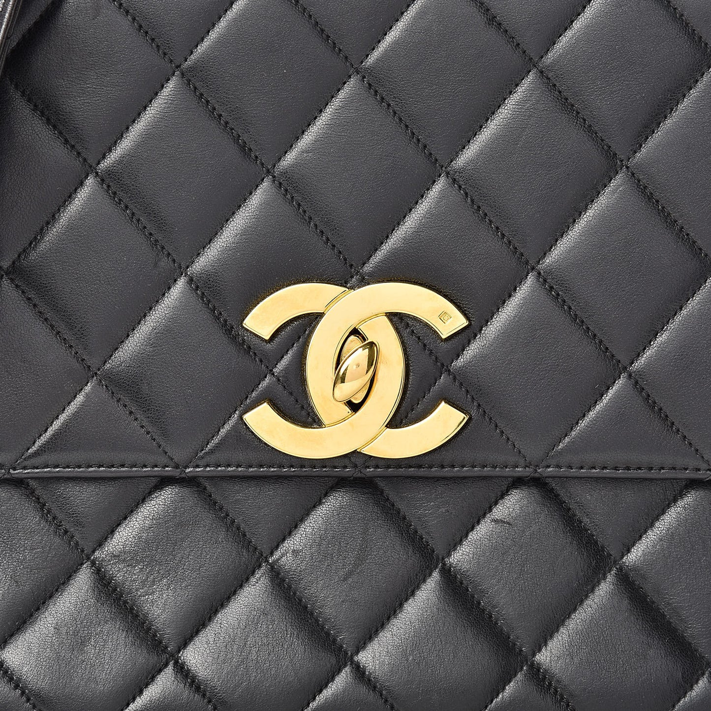 Lambskin Quilted Single Flap Black