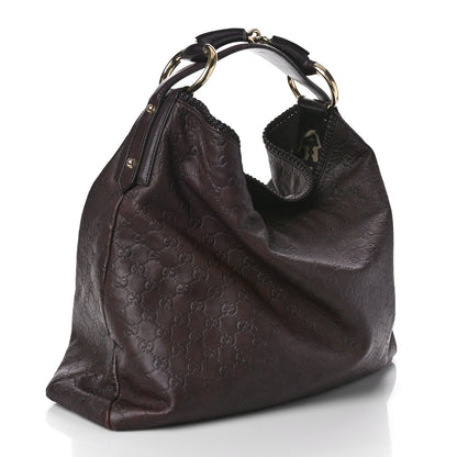 Gucci Guccissima Large Horsebit Chain Hobo Chocolate 3 of 13