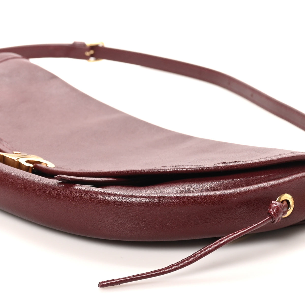 Celine Shiny Lambskin Soft Triomphe Little Half Moon Bag Syrah 8 of 9
