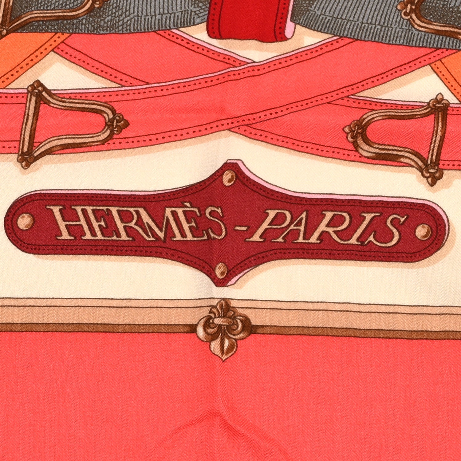 Hermes Cashmere Silk Cavalcadour Shawl 140 Rose Blanc Corail 2 of 3