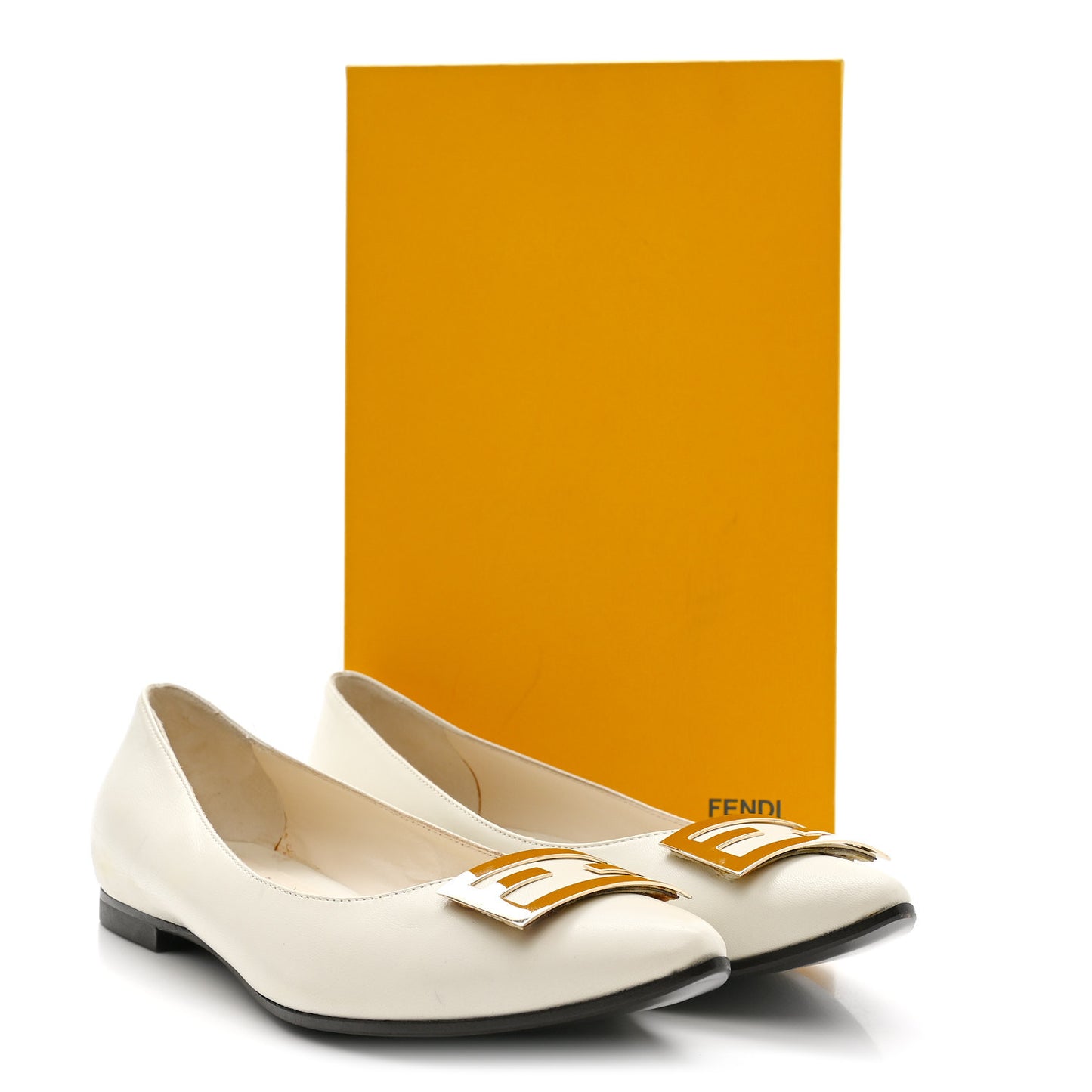 Vitello Cuoio FF Ballerina Flats 37.5 White