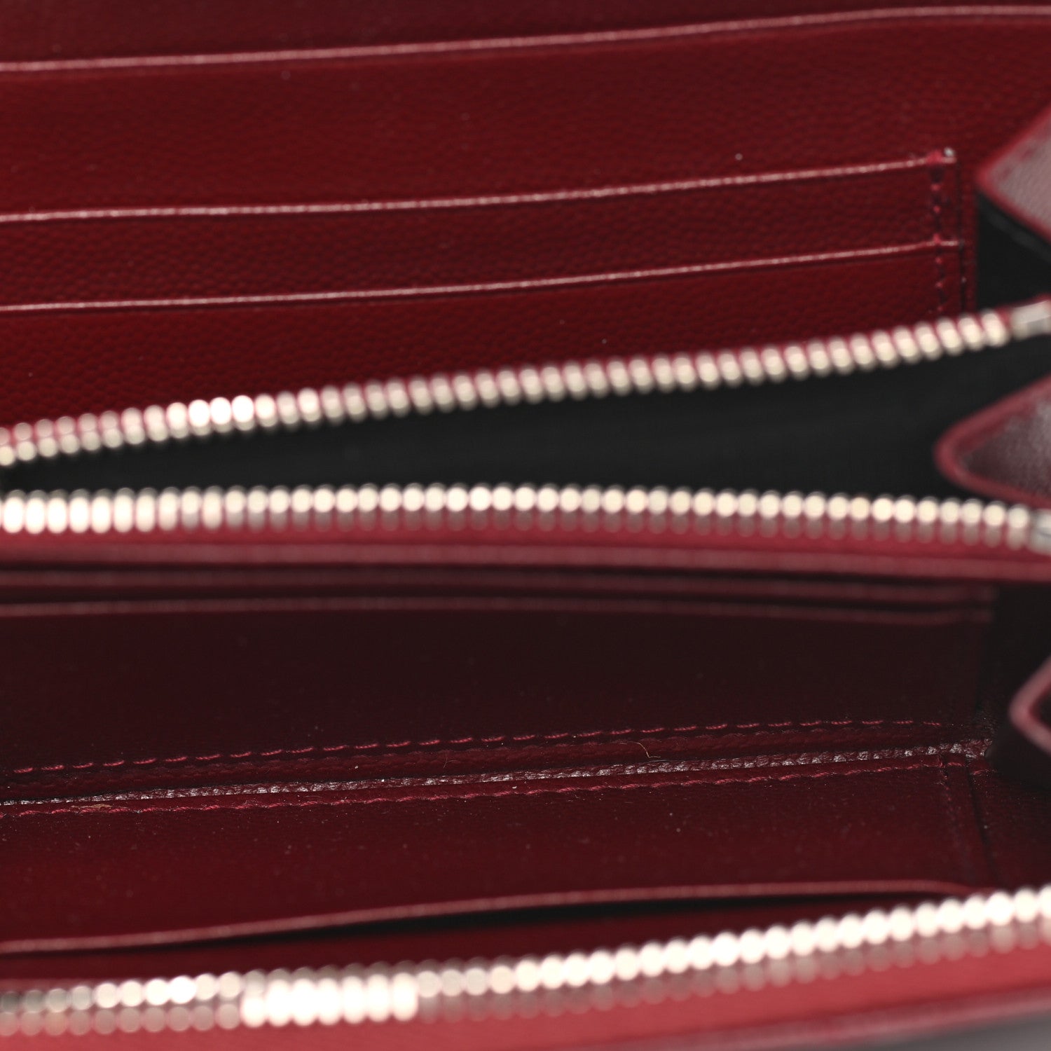 Saint Laurent Grain De Poudre Matelasse Chevron Monogram Zip Around Wallet Palissandre 5 of 9