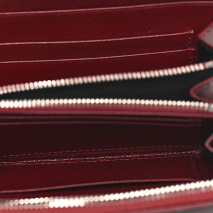 Saint Laurent Grain De Poudre Matelasse Chevron Monogram Zip Around Wallet Palissandre 5 of 9