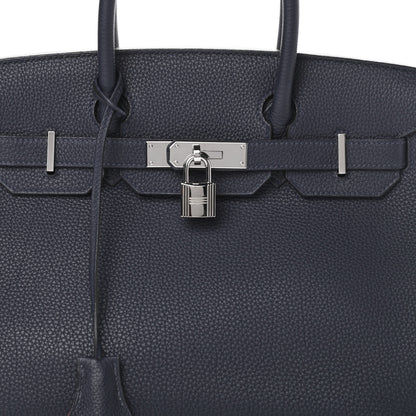 Hermes Togo Birkin Verso 30 Bleu Nuit Orange Poppy 11 of 11