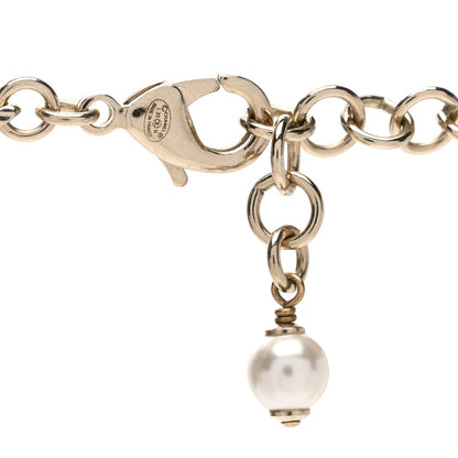 Chanel Pearl Bead Crystal CC Heart Necklace Gold Pearly White Black 4 of 4