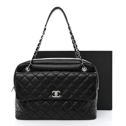 Chanel Lambskin Quilted Bowler Flap Shoulder Bag Black 12 of 12