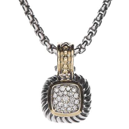 David Yurman Sterling Silver 18K Gold Diamond 7mm Albion Enhancer Pendant Necklace 4 of 6