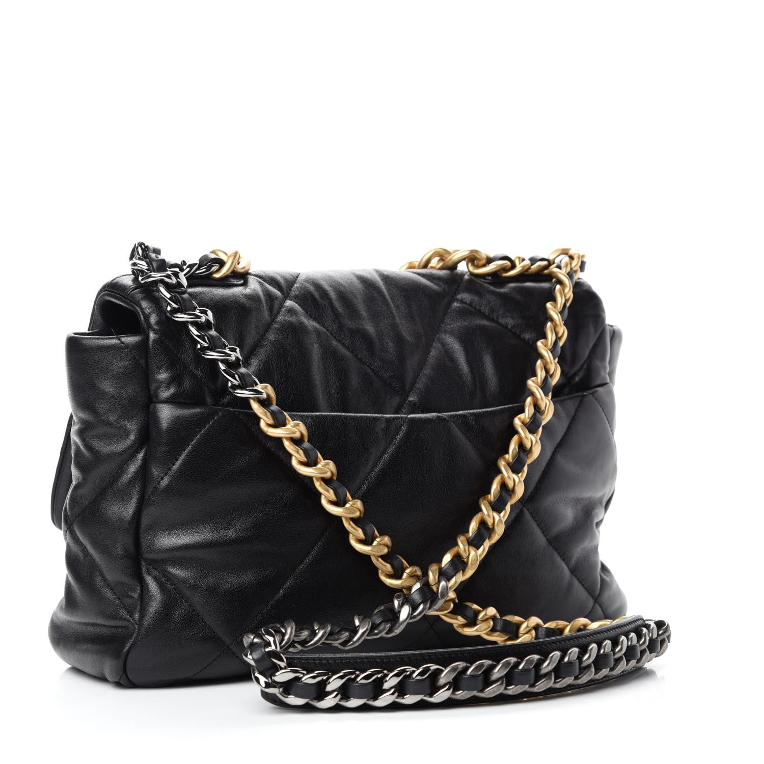 Chanel Goatskin Quilted Large Chanel 19 Flap Black 3 of 11