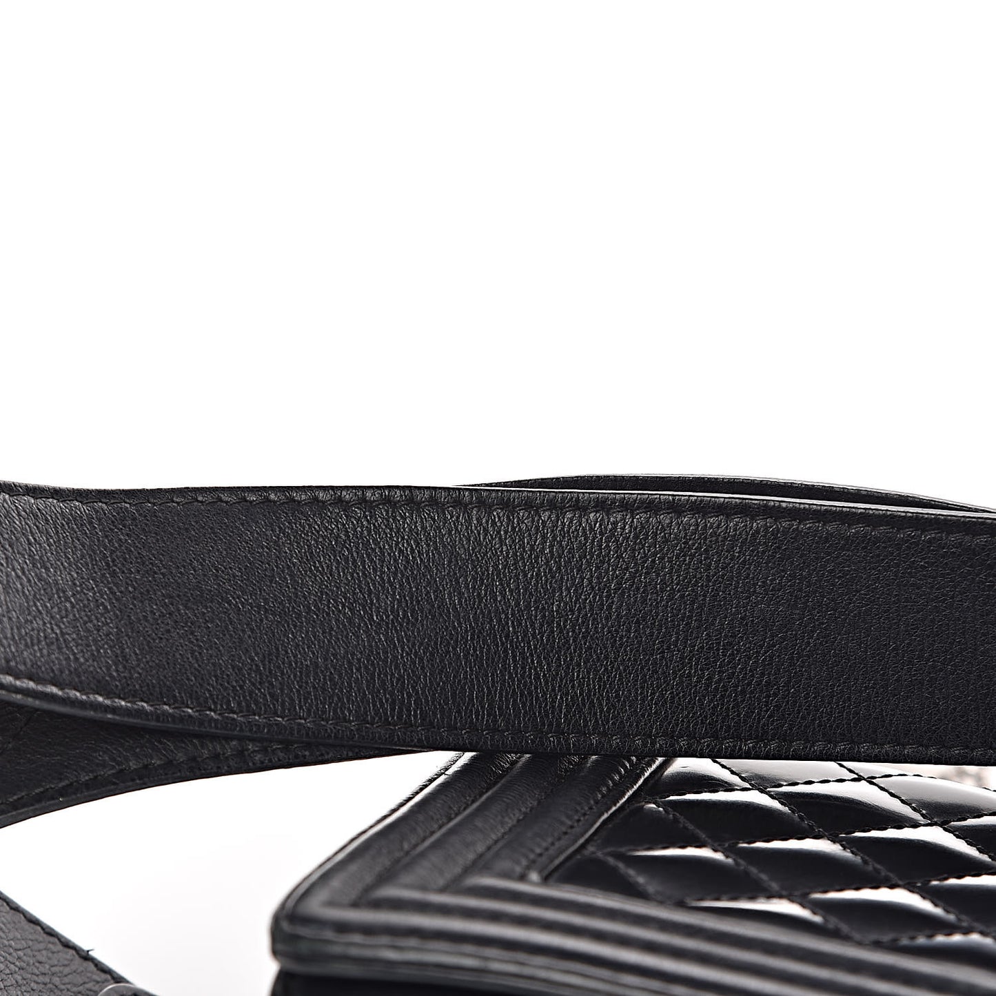 Glazed Calfskin Quilted Medium Boy Flap Black