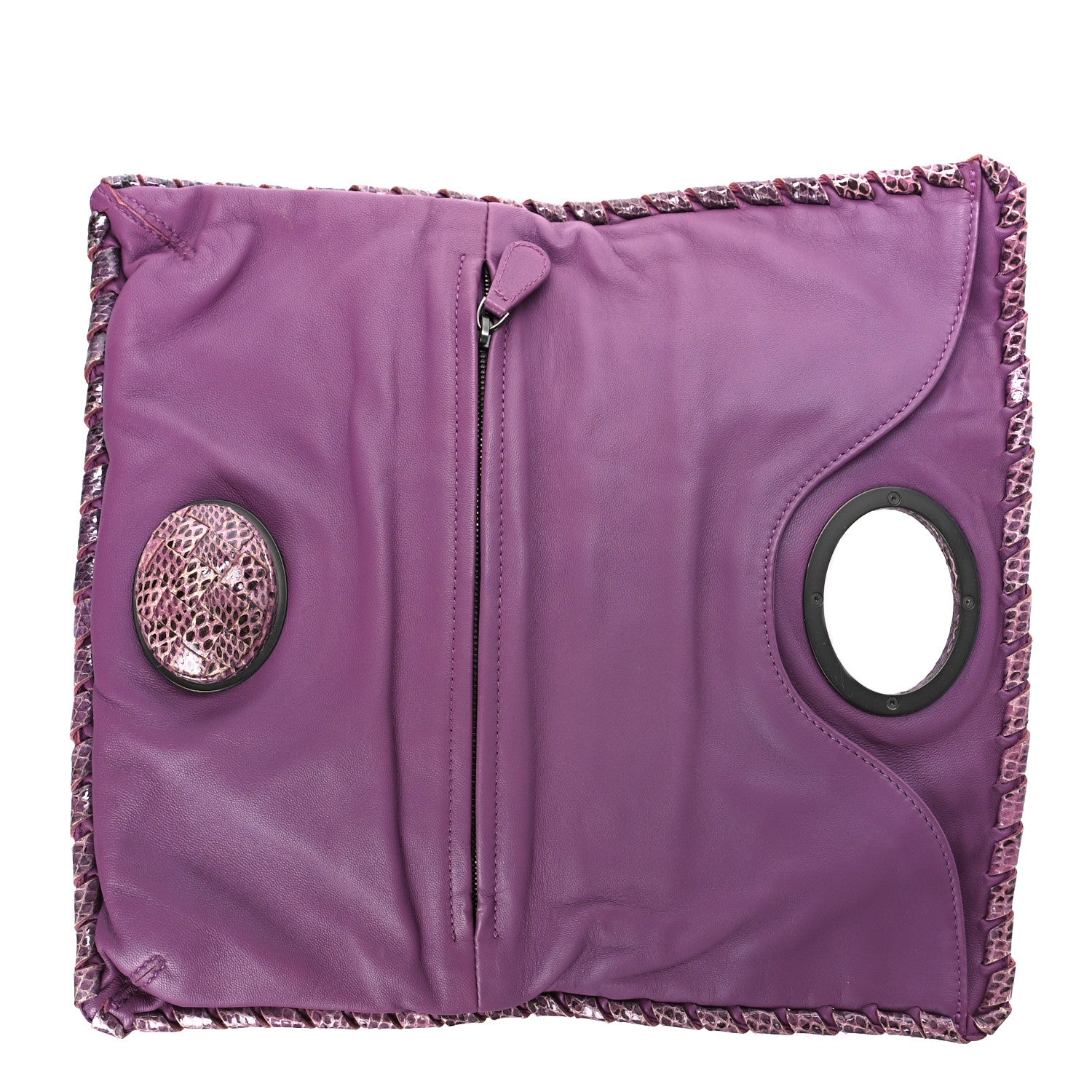 Bottega Veneta Snakeskin Turnlock Clutch Purple 5 of 8