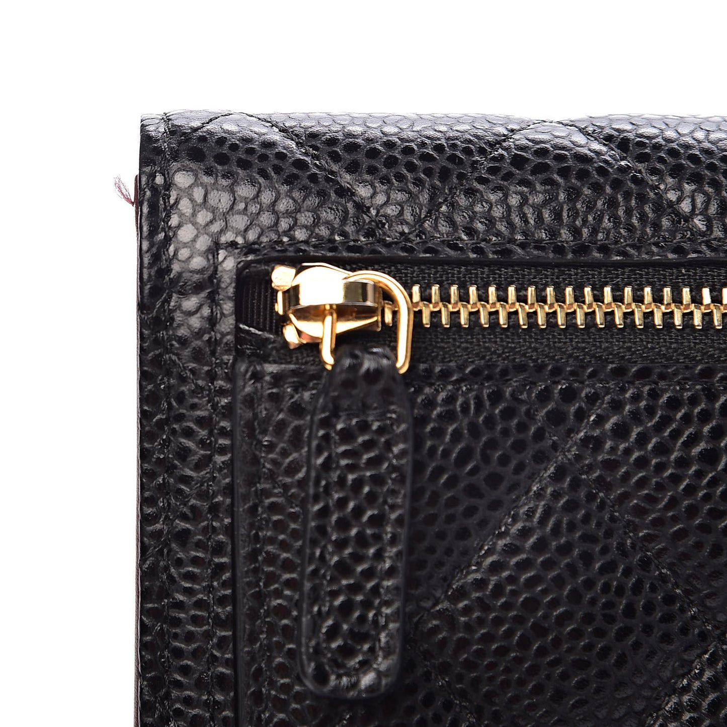 Caviar Quilted Compact Flap Wallet Black