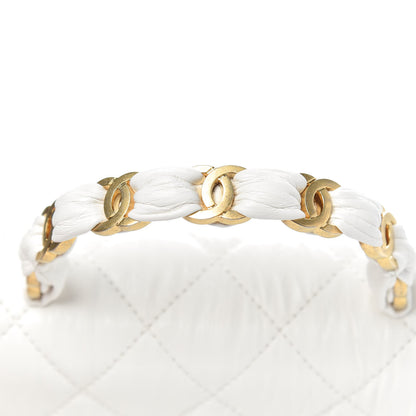 Chanel Crumpled Lambskin Quilted Small CC Links Top Handle Flap White 9 of 12