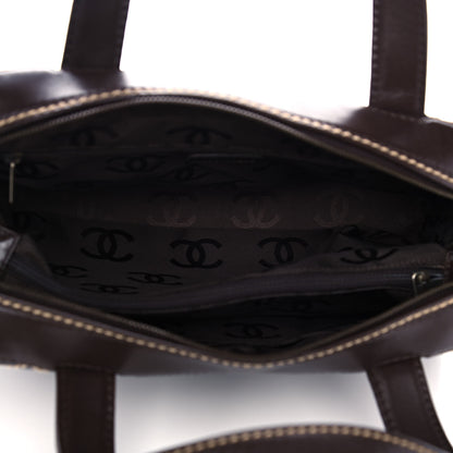 Chanel Calfskin Contrast Stitch Surpique Bowler Dark Brown 4 of 16