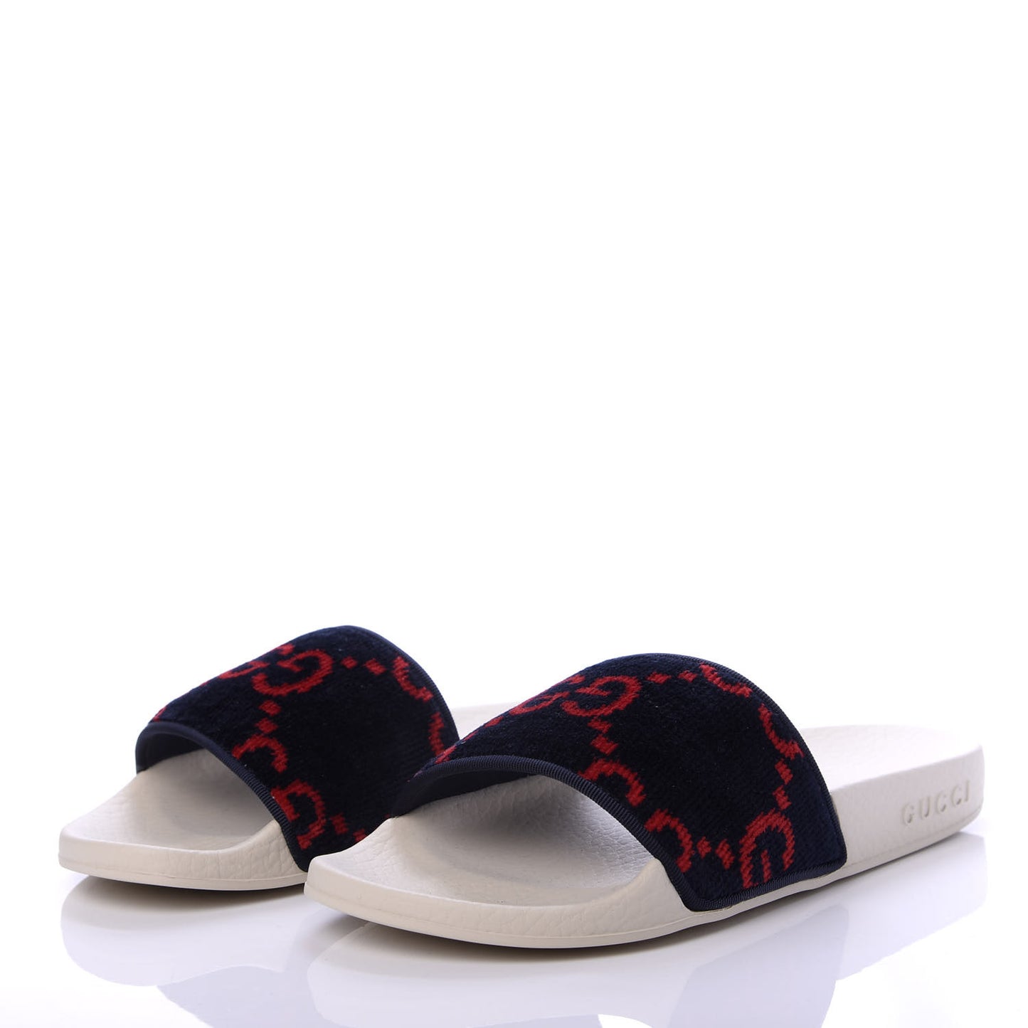 Terry Cloth GG Monogram Slide Sandals 35 Blue Red