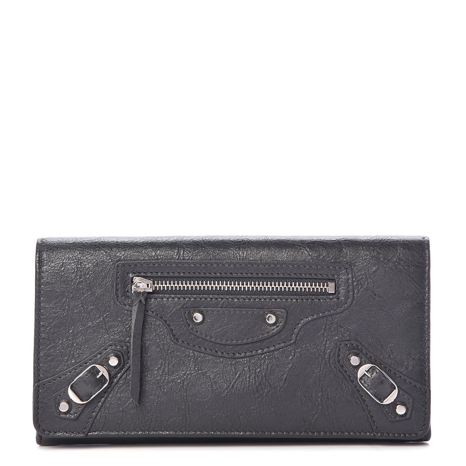 Balenciaga Agneau Classic Silver Hardware Money Wallet Gris Fossile 1 of 8