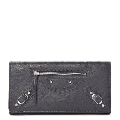 Balenciaga Agneau Classic Silver Hardware Money Wallet Gris Fossile 1 of 8