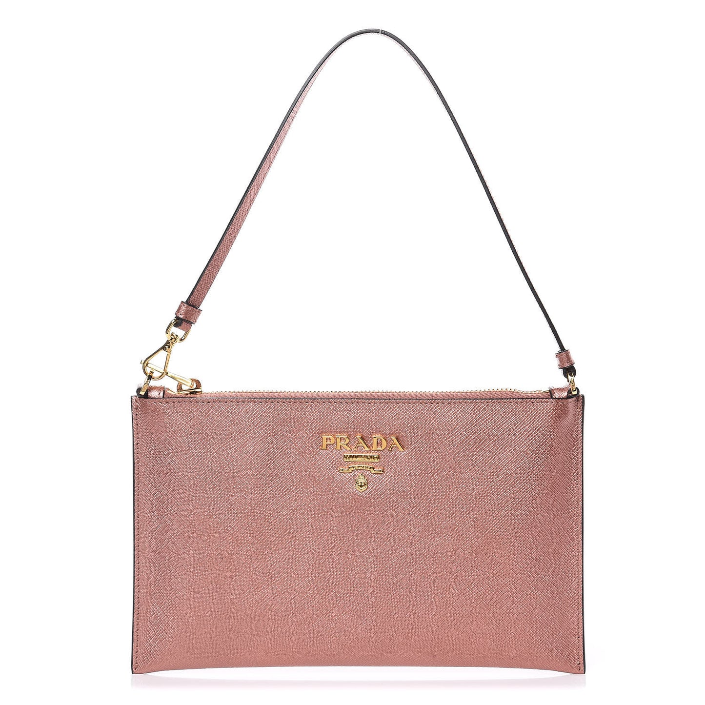 Metallic Saffiano Small Flat Pouch Antico Mordore