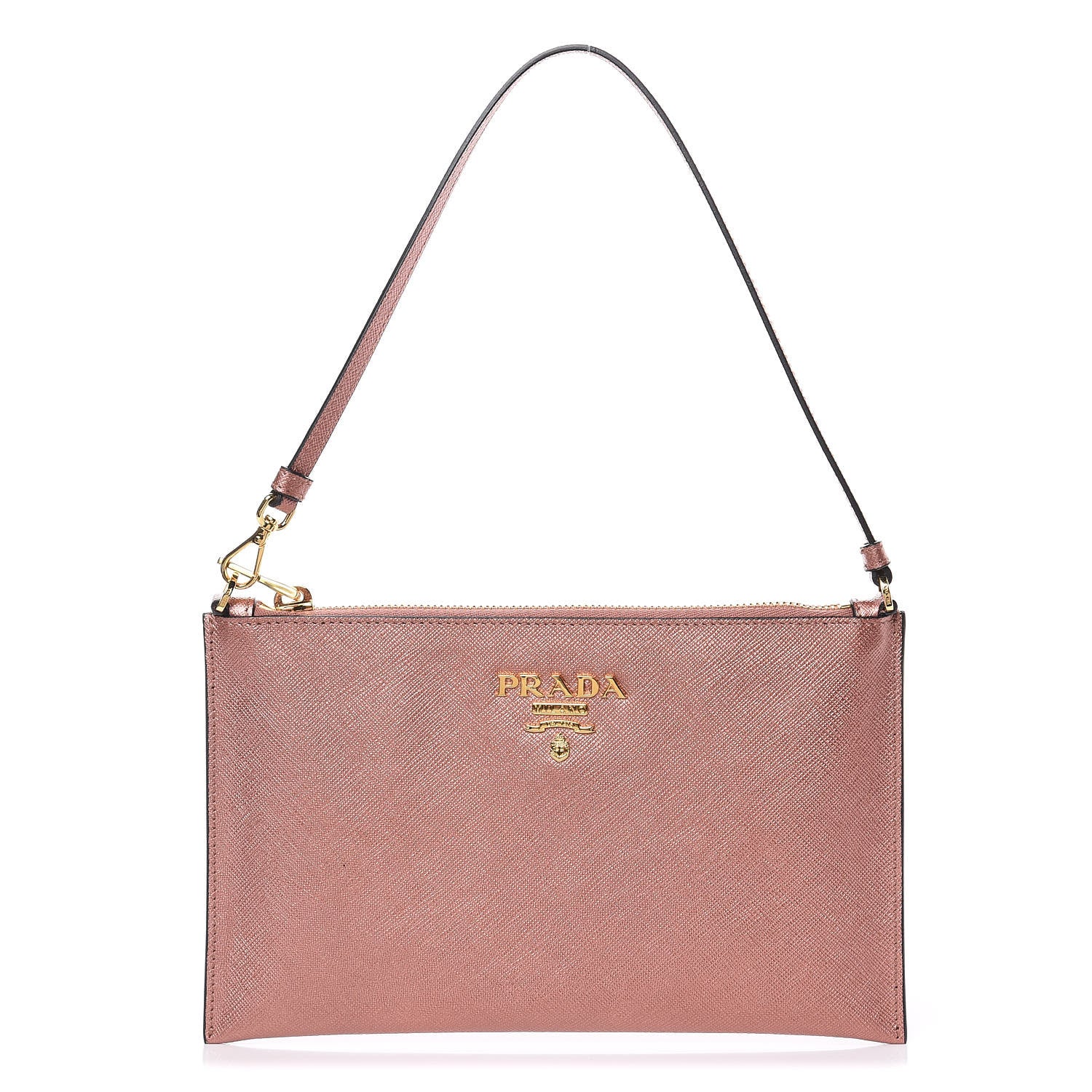 Prada Metallic Saffiano Small Flat Pouch Antico Mordore 1 of 7