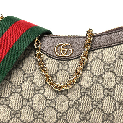 Gucci GG Supreme Monogram Textured Dollar Calfskin Web Small Ophidia GG Handbag Beige Ebony New Acero 8 of 11