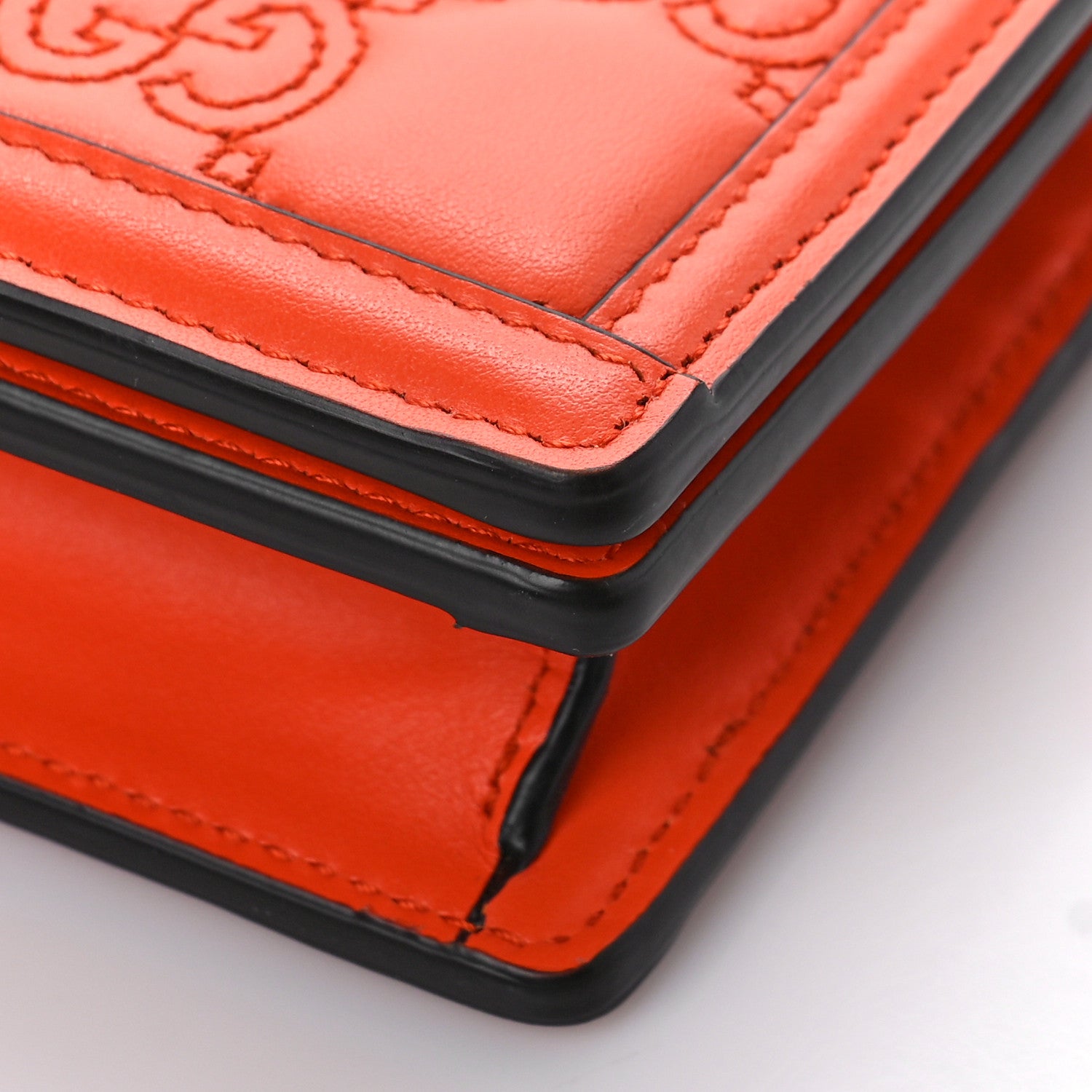Gucci Calfskin GG Matelasse Chain Wallet Deep Orange 8 of 8