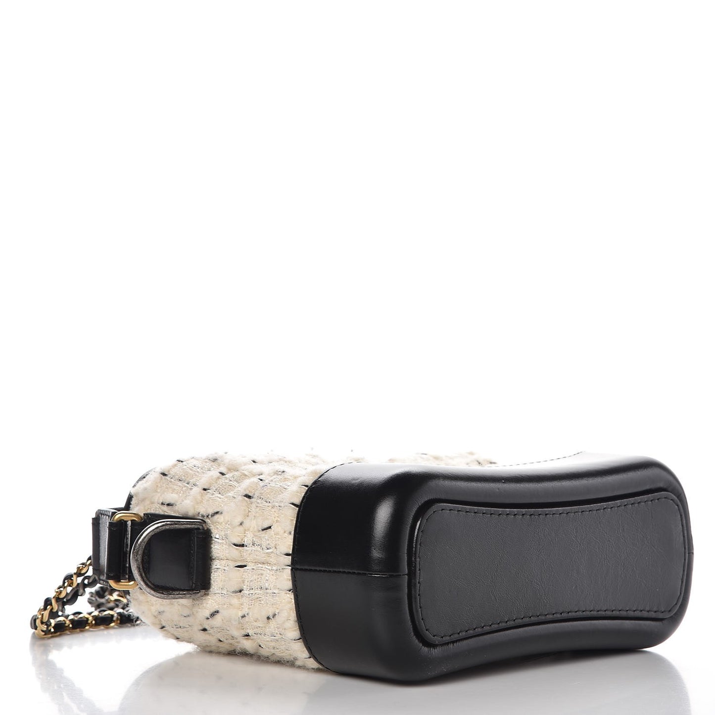 Tweed Calfskin Quilted Small Gabrielle Hobo Ivory Black