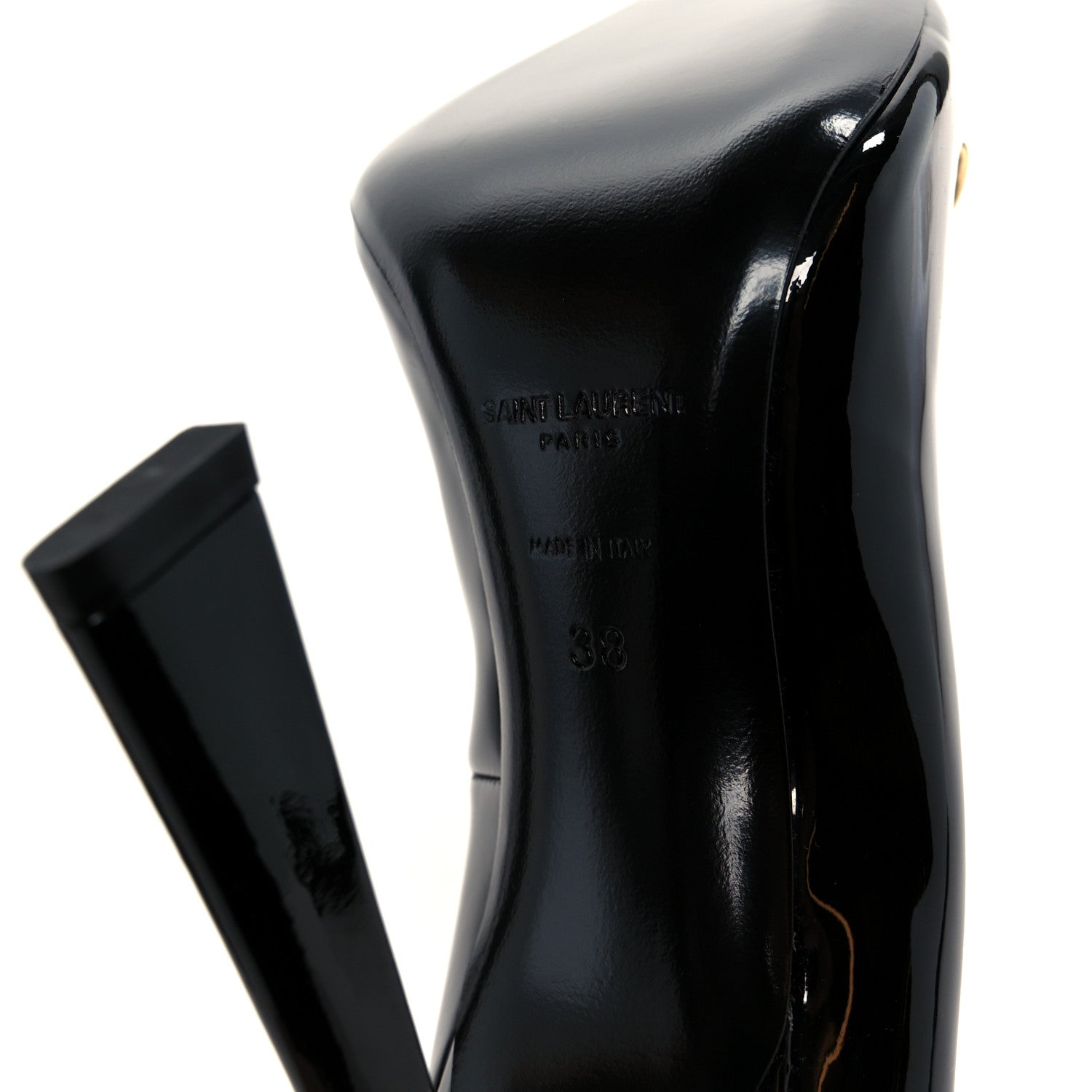 Saint Laurent Vernice Grupy Silvana 110mm Pumps 38 Oro Antico Black 8 of 10