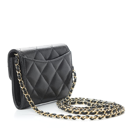 Chanel Caviar Quilted Flap Card Holder On Chain Black 3 of 12