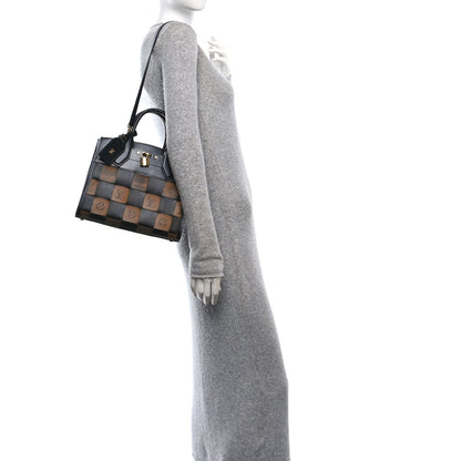 Louis Vuitton Calfskin Monogram Damier Tressage City Steamer PM Black 2 of 9