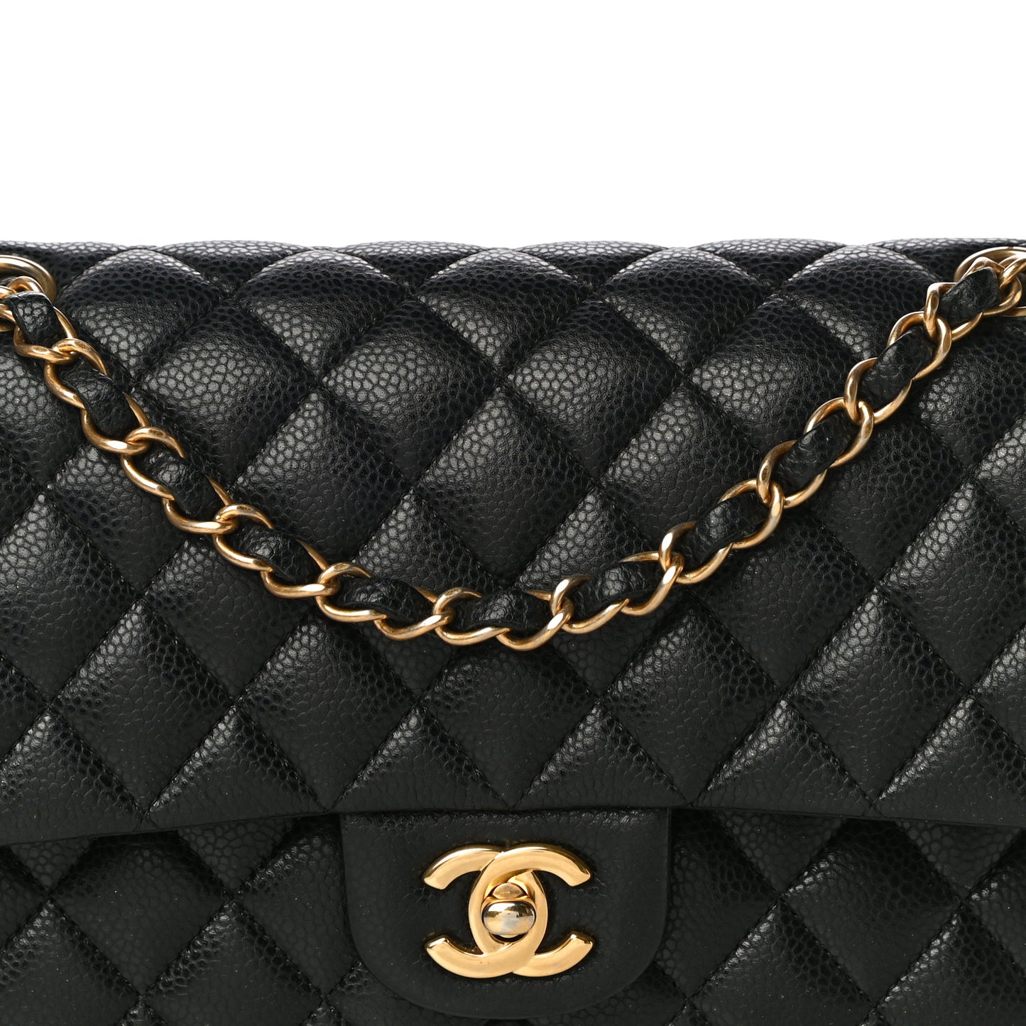 Caviar Quilted Medium Double Flap Black