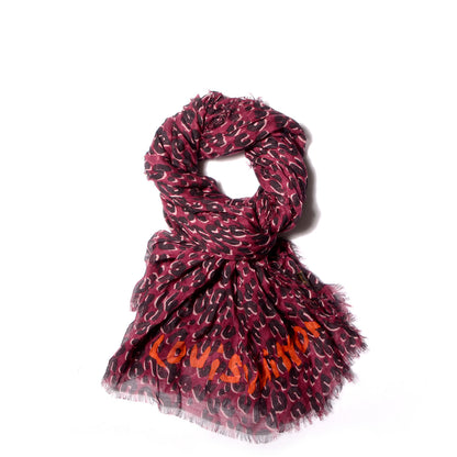 Louis Vuitton Cashmere Silk Leopard Stole Prune 1 of 6