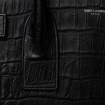 Saint Laurent Calfskin Crocodile Embossed Large Sac De Jour Carryall Black 12 of 25