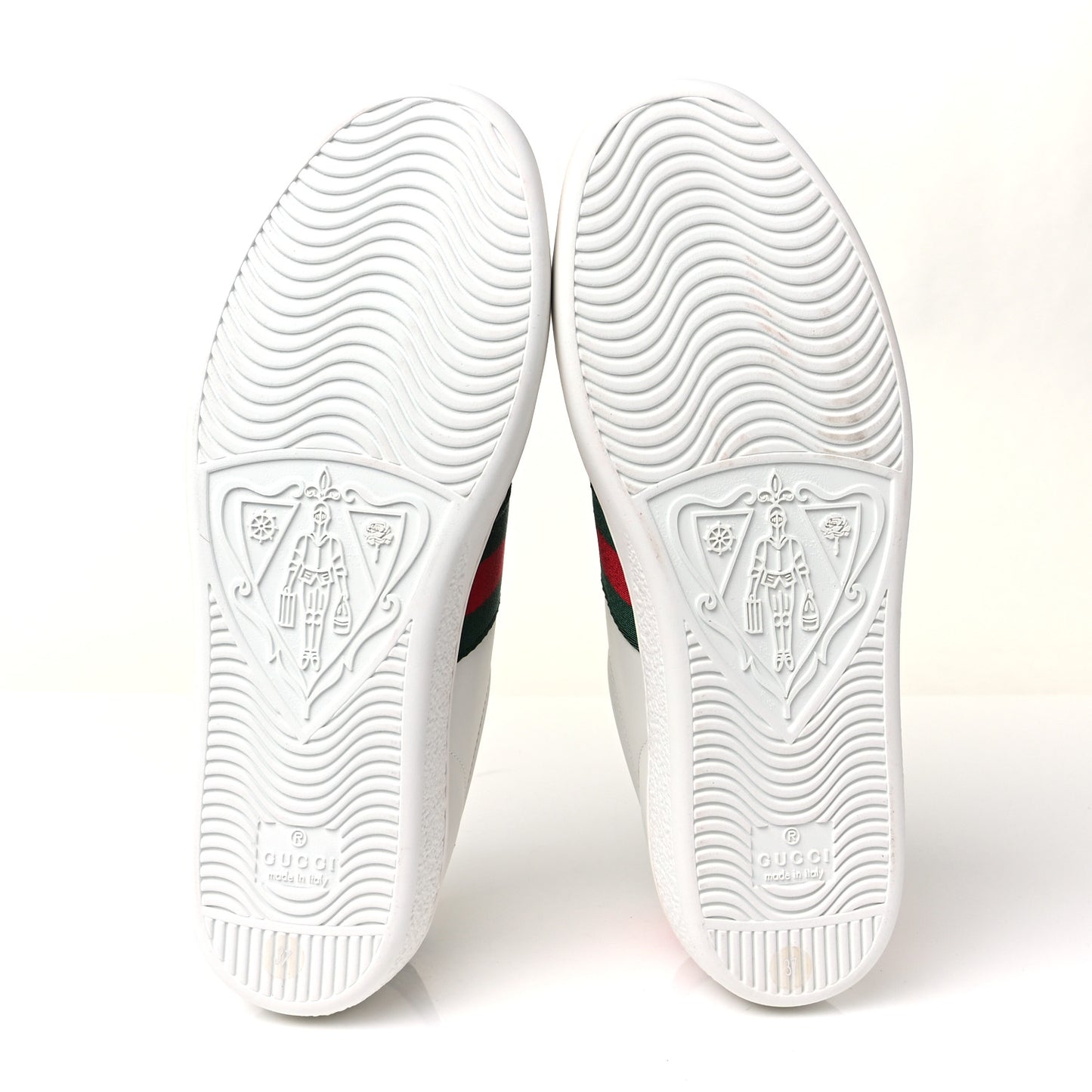 Calfskin Ayers Bee Embroidered Womens Ace Sneakers 37 White Green