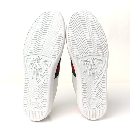 Gucci Calfskin Ayers Bee Embroidered Womens Ace Sneakers 37 White Green 6 of 10