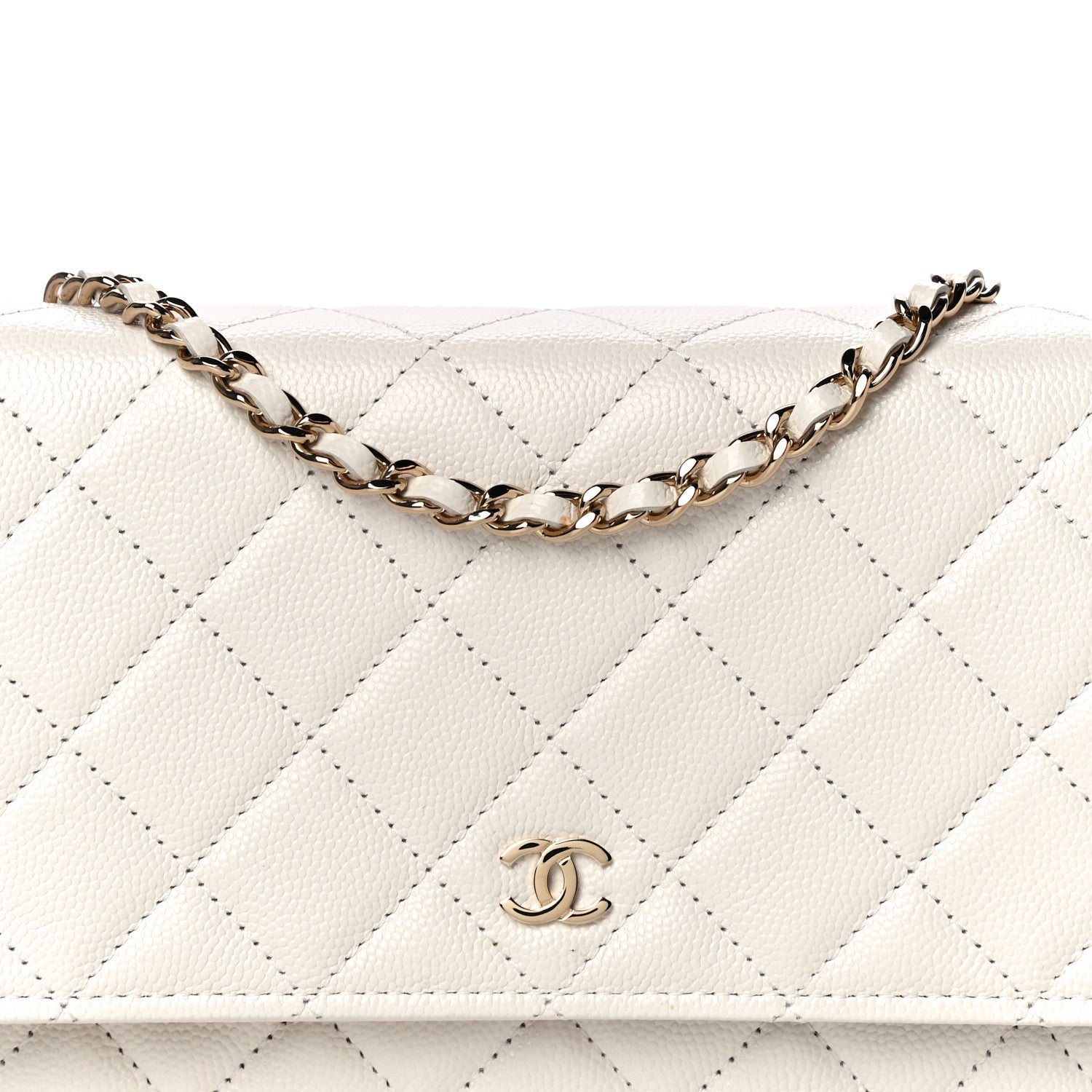 Chanel Caviar Quilted Wallet On Chain WOC White 9 of 12