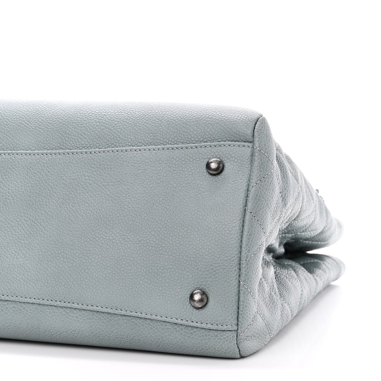 Caviar Lambskin Quilted Large Coco Break Shopping Bag Grey