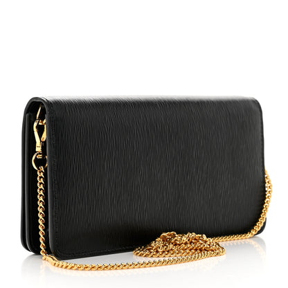 Prada Vitello Move Metal Oro Chain Wallet Black 2 of 6