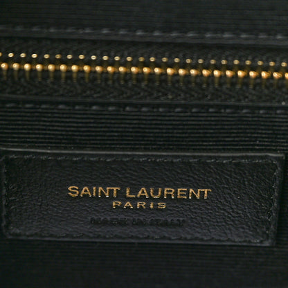 Saint Laurent Grain De Poudre Textured Mixed Matelasse Large Triquilt Monogram Satchel Black 7 of 11