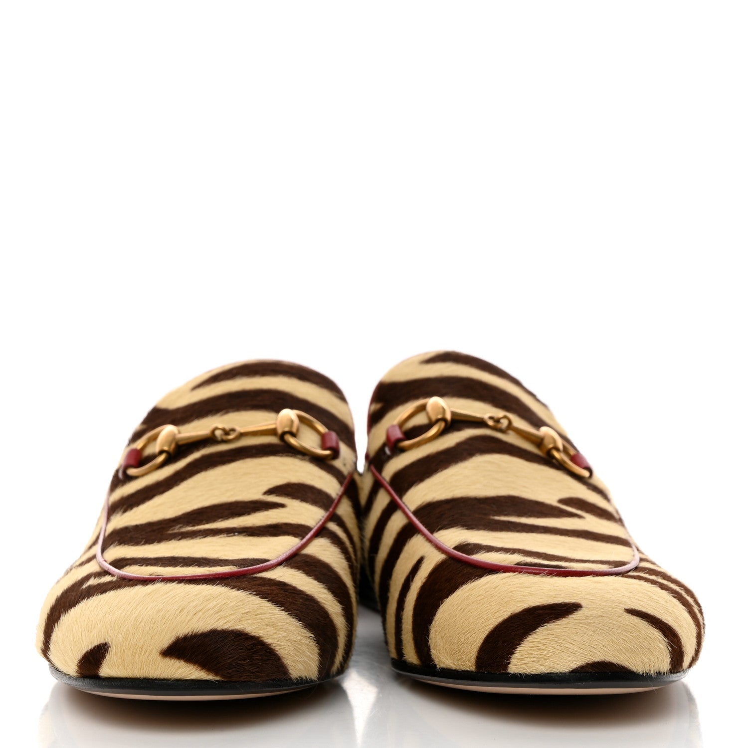 Gucci Calf Hair Tiger Print Womens Princetown Slippers 37.5 Natural Black Romantic Cherry 2 of 8