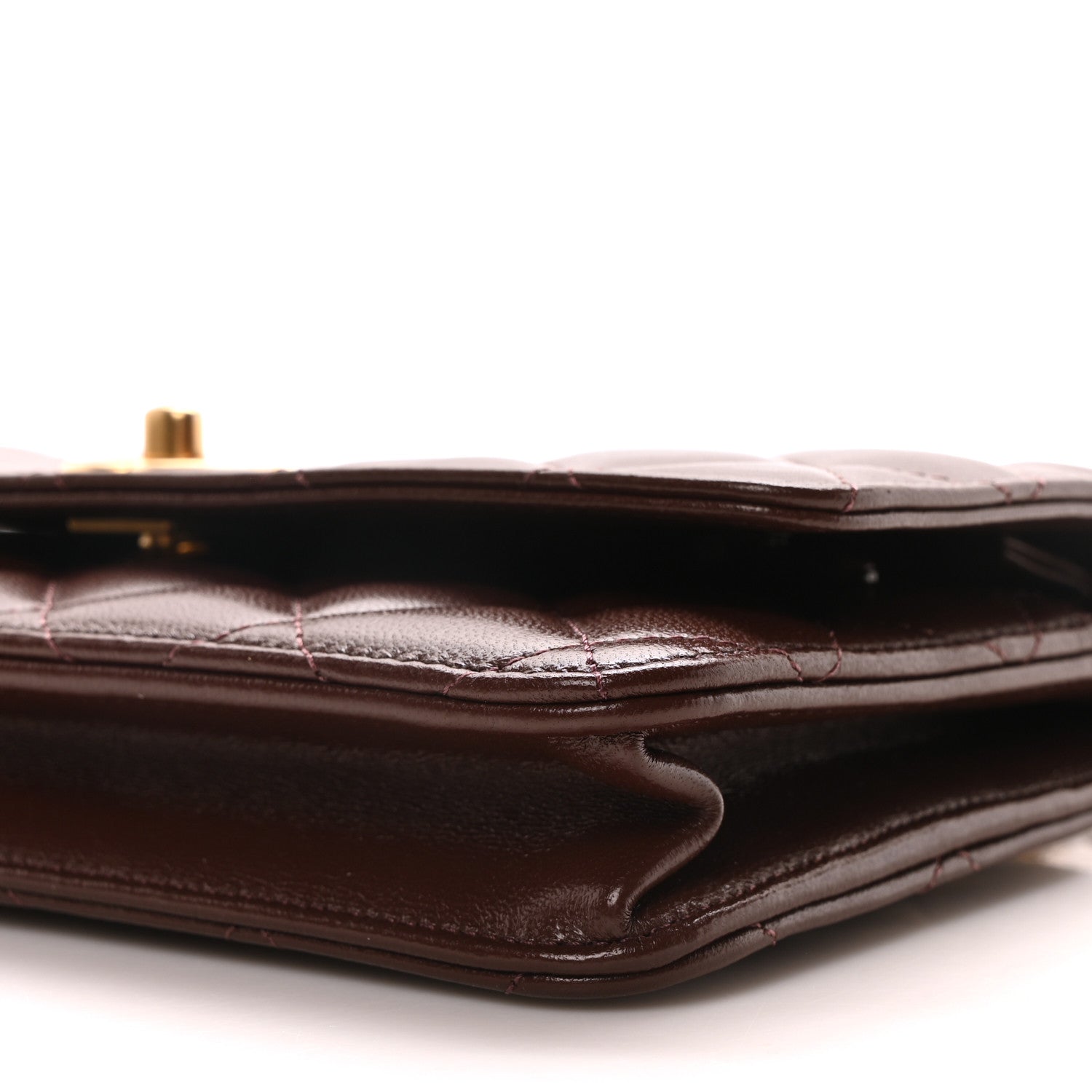 Chanel Lambskin Quilted CC Pearl Crush Wallet on Chain WOC Dark Brown 11 of 12