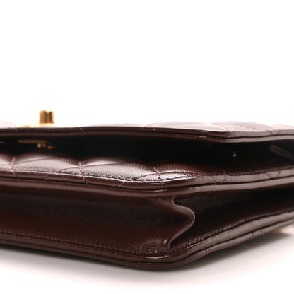 Chanel Lambskin Quilted CC Pearl Crush Wallet on Chain WOC Dark Brown 11 of 12