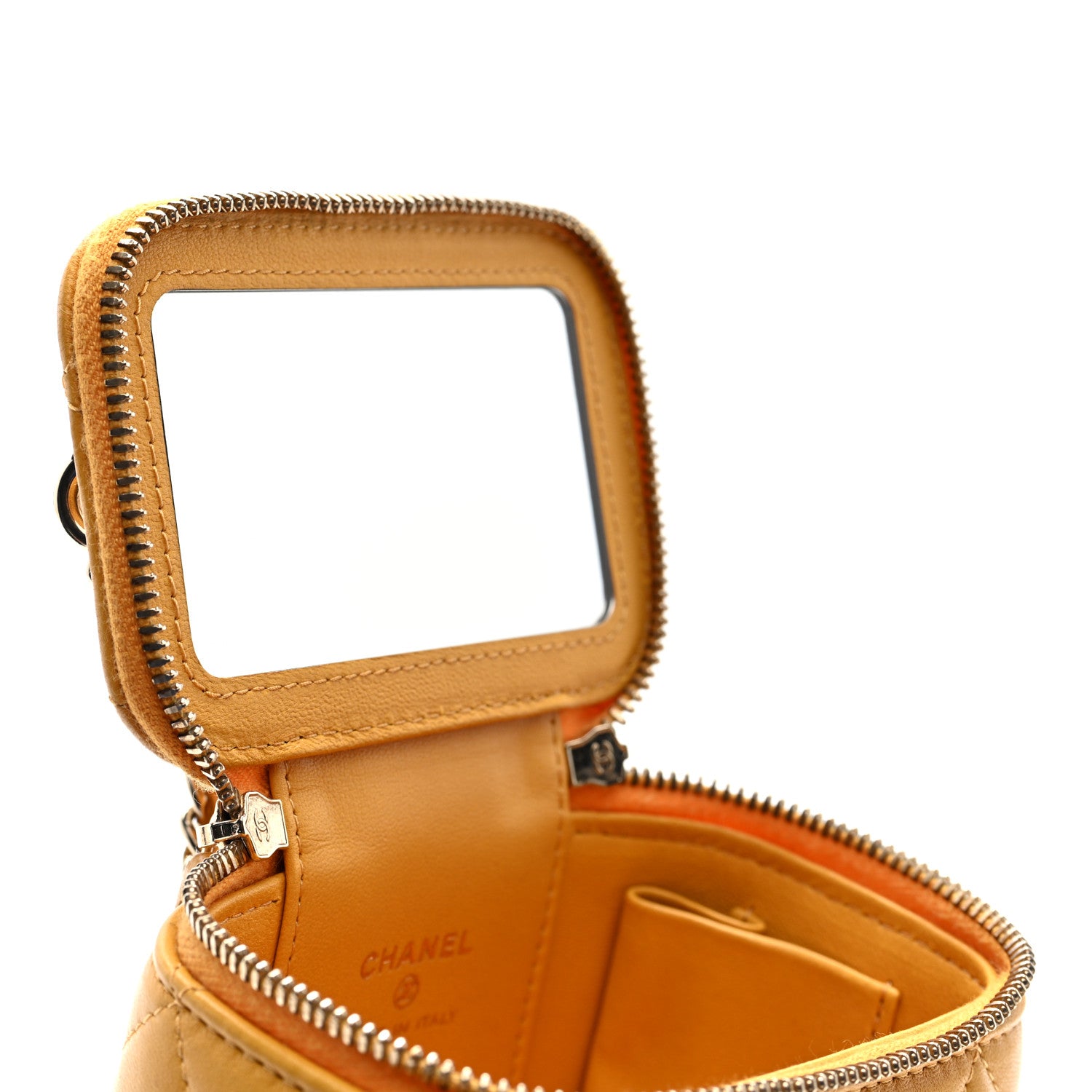 Chanel Lambskin Quilted Top Handle Mini Vanity Case With Chain